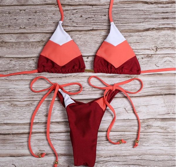 

color matching women's 2021 split swimsuit bikini, White;black