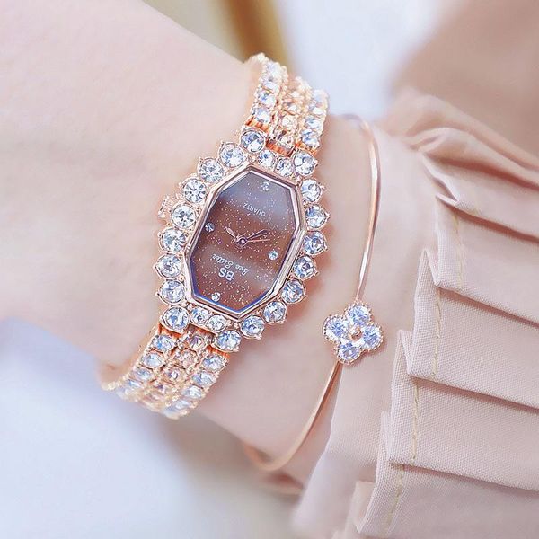 

wristwatches montre femme women watches diamond brand elegant dress quartz ladies rhinestone wristwatch relogios femininos, Slivery;brown