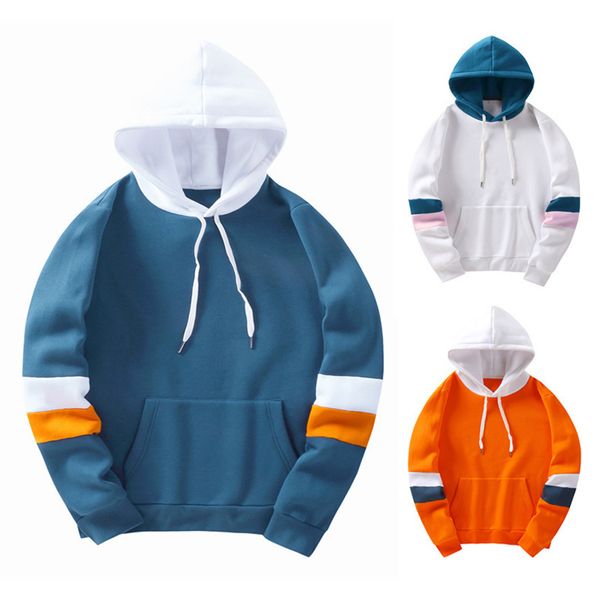

2021 autumn and winter new three color splicing fashion men's casual hoodie, Black