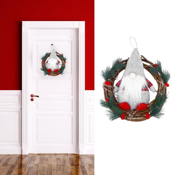 

decorative flowers & wreaths creative gnome doll hanging wreath rattan christmas party decoration