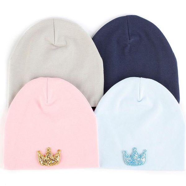 

caps & hats born boys cotton solid color beanies with shiny crown accessories children's girls cute soft toddler headwear, Yellow