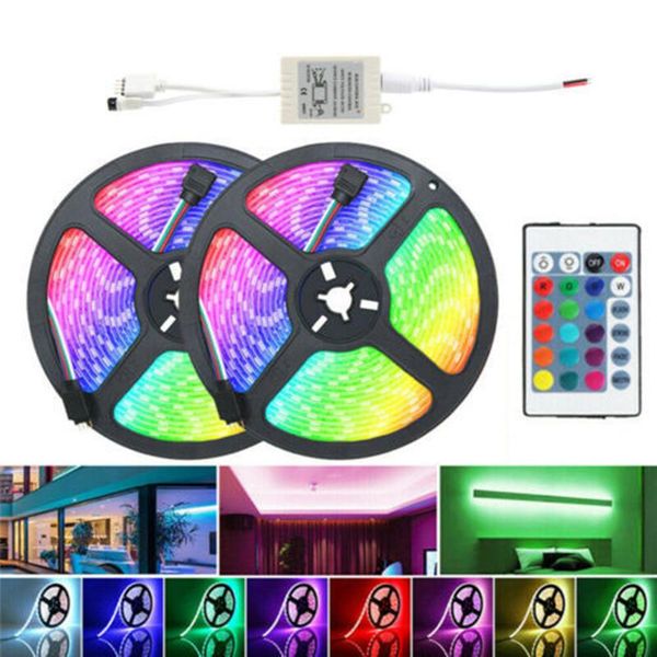 

party decoration led strips with remote controller color changing tape light 12v adapter for bedroom room kitchen bar j2y
