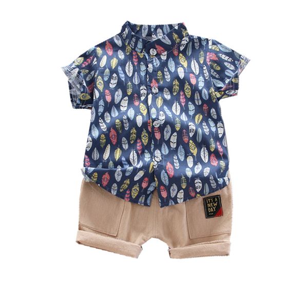 

2021 summer kids casual printed short-sleeved clothes baby boy sets cotton boy t-shirt + shorts childrens clothing, White