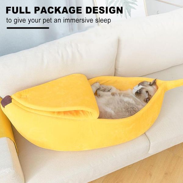 

chic banana shape pet dog cat bed mat durable kennel doggy creative cushion basket warm portable indoor supplies beds & furniture