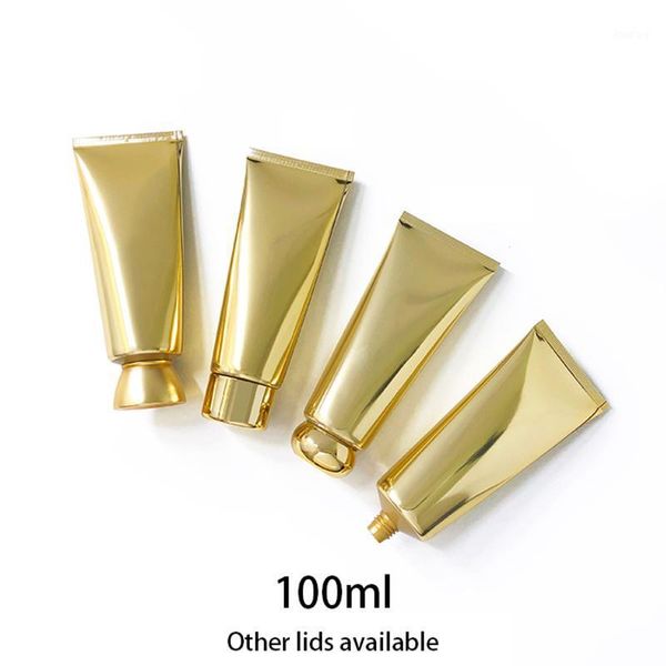 

10pcs 100ml gold plastic squeeze tube 100g empty cosmetic soft bottle skincare cream body shampoo lotion packaging container storage bottles