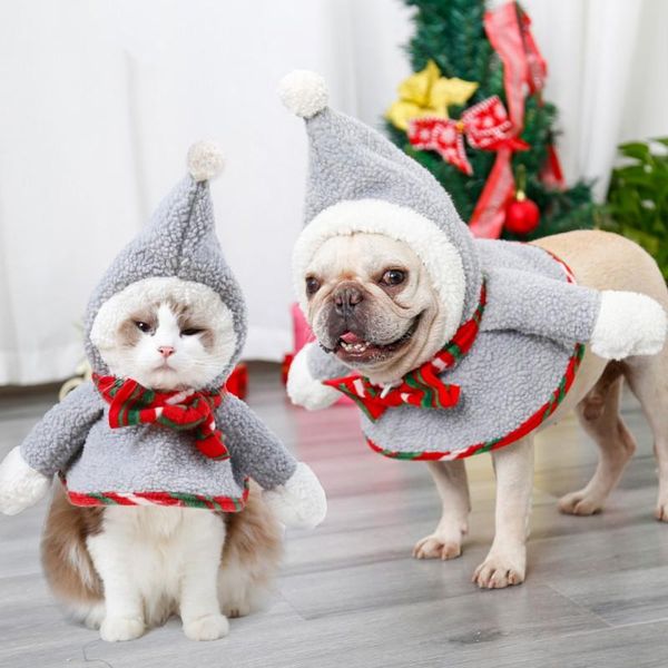 

dog apparel pet dogs hat cats autumn and winter christmas costumes year clothing supplies warm puppy fur ball snowman soft