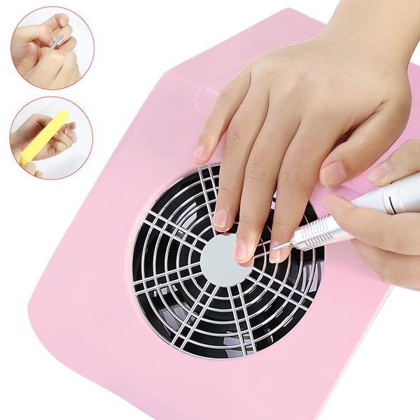 

nail art equipment 2021 40w pink or white dust collector suction fan vacuum cleaner machine with 2 collecting bag, Silver