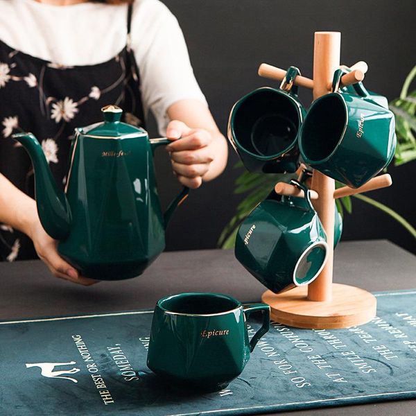 

mugs modern light luxury peacock green phnom penh kettle cup set home living room ceramic