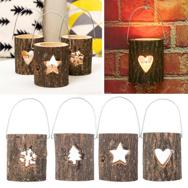 

2-4pc wall hanging candle holder wood candlestick lights holders candles