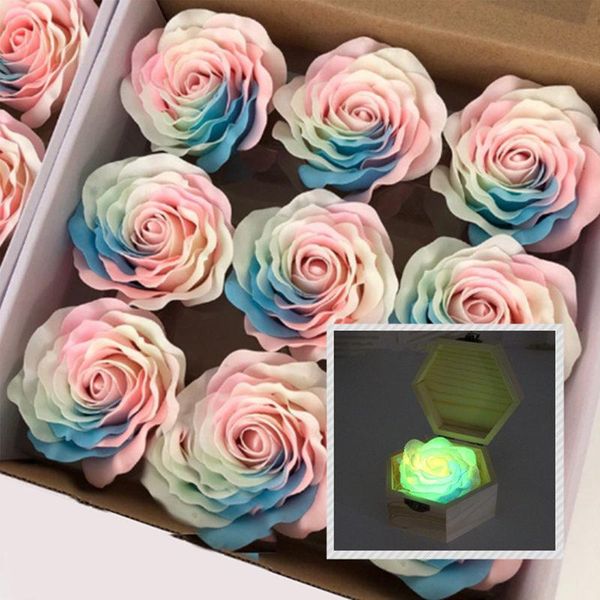 

decorative flowers & wreaths 9pcs rainbow luminous soap artificial head real fake flower wedding home garden valentine decor diy bouquet mat