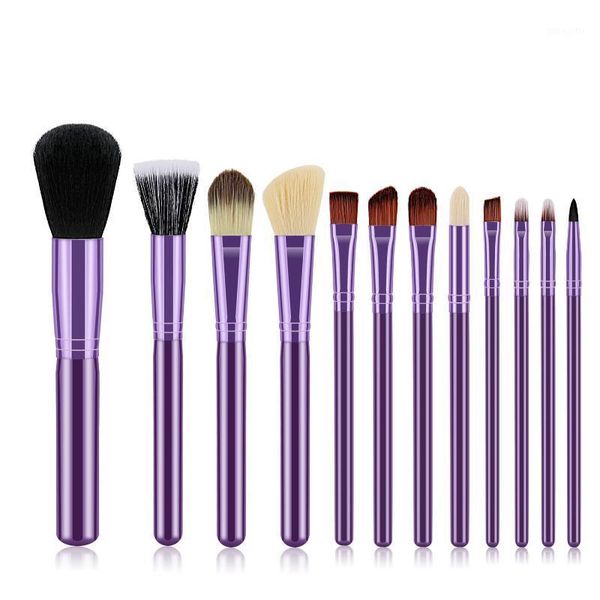 

lemoda professional 12pcs/set makeup brushes tool with purple handle for powder eyeshadow eyebrow blush blending cosmetic kits1