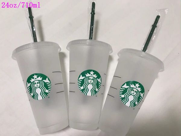 

2022 starbucks mug 24oz/710ml environmental angel goddess plastic cups recyclable portable heat-resistant drinking straw single drink