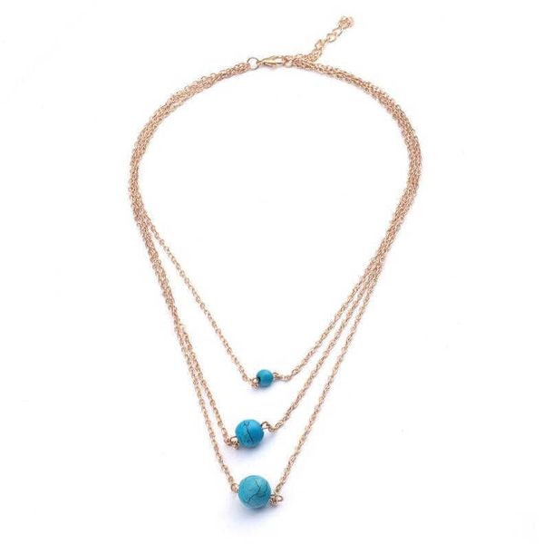 

women's multi-layer wild beads tibetan silver turquoise pendant necklaces fashion gift national style women diy necklace pendants