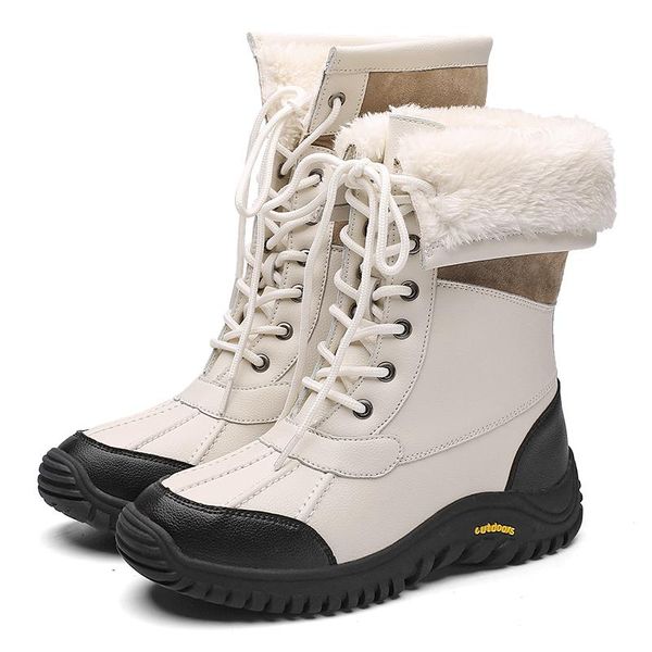 Mulheres botas de inverno de qualidade alta manter quente meados de bezerro neve rendas confortáveis senhoras chaussures femme tamanho 36-42 66300