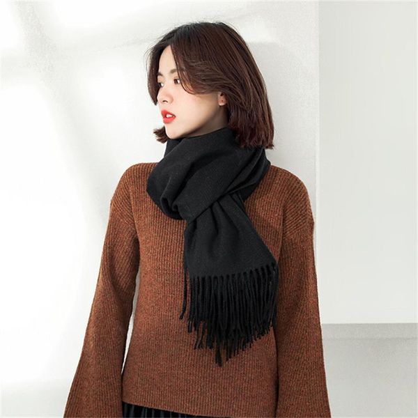 

scarves scarf 2021 autumn and winter mid-length warm imitation cashmere japan south korea sweet fashion fringed, Blue;gray