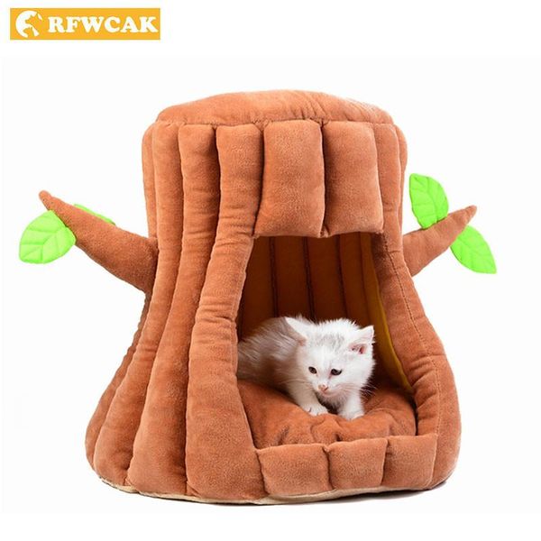 

cat beds & furniture rfwcak treenest deep sleeping bag houses small pet dog bed mat kennel kitty warm semi-closed home tree cave supplies