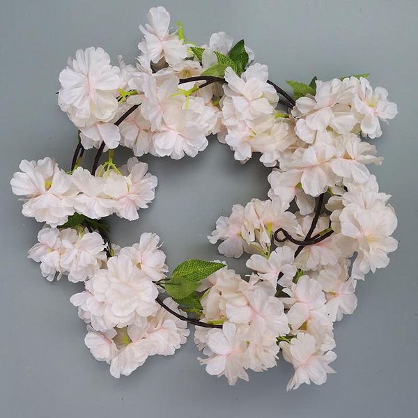 

artificial cherry blossom rattan hanging garland wedding arch decoration layout diy flowers vine wall decor 180cm decorative & wreaths