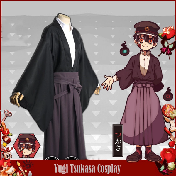 

anime toilet bound hanako kun ground bound boy hanako-kun teak suit props hat kimono role-playing menswear and great gift cosplay, Black