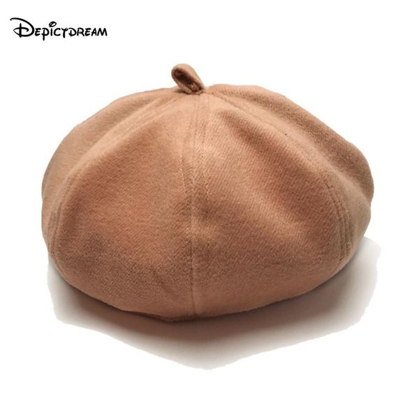 

berets 2021 fashion warm wool solid color woollen material winter autumn women beret literariness octagonal hat for sweet girl, Blue;gray