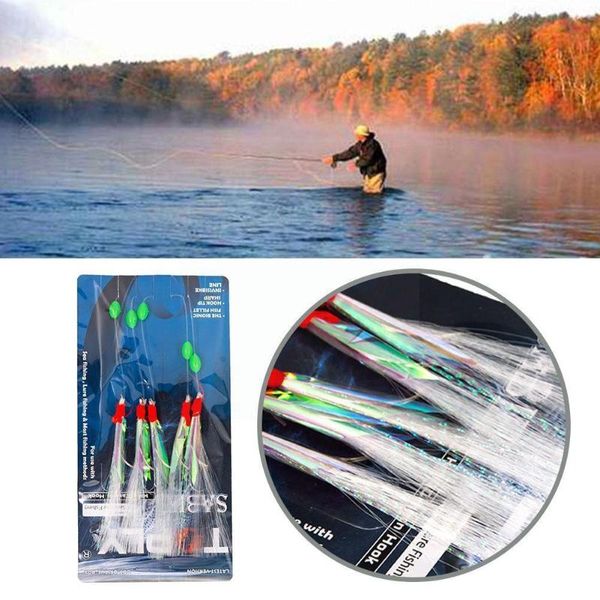 

fishing hooks soft lure rigs bait jigs feather herring skewers leather silver skin fish shrimp bionic e0j3
