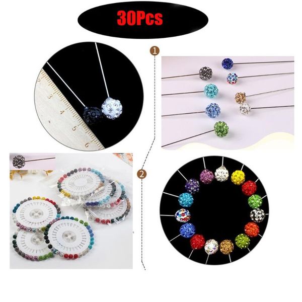 

pins, brooches 30pcs/set women scarf pins crystal rhinestone wheel brooch long sewing snag for wedding hat accessories, Gray