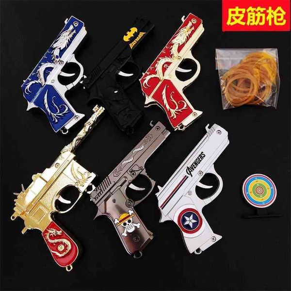 

fire continuous rubber gun large version metal rubber band pistol launcher children's toy hand grab boy