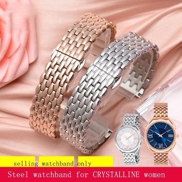 

watch bands solid steel band watchband for crystal modern magnificent series women's strap with 16mm bracelet parts, Black;brown