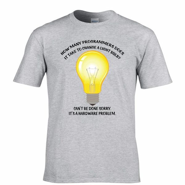 

men's t-shirts nerdy t shirt how many programmers lightbulb joke computers code novelty, White;black