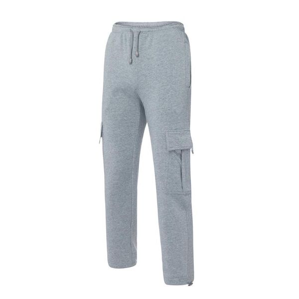 

men's pants men casual pure color straight outdoor sports multi-pocket training overalls drawstring cotton streetwear trousers #20, Black