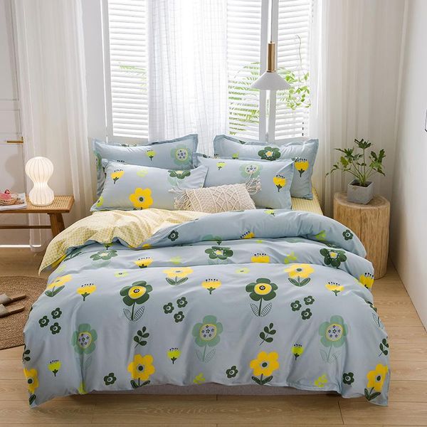 

bedding sets fashion little bue flower set simple duvet cover sheet with pillowcase twin full  kids adults 3/4pcs bedclothes