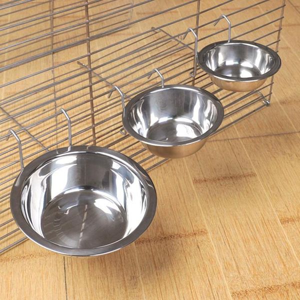 

pet bowl can hang stationary dog cage bowls stainless steel cat hanging durable puppy kitten feeder & feeders
