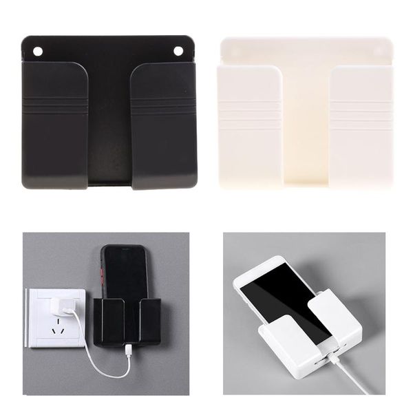 

hooks & rails wall mounted organizer storage box remote control mobile phone plug multifunction shelf