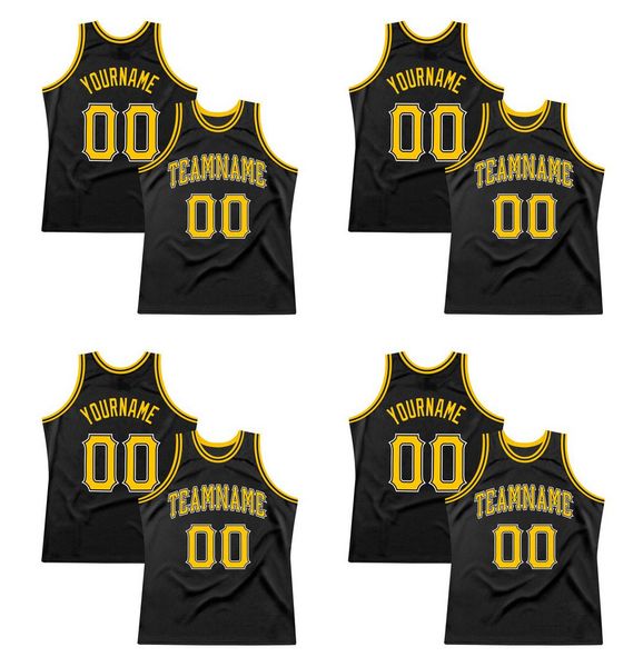 

custom black gold-white authentic throwback basketball jersey