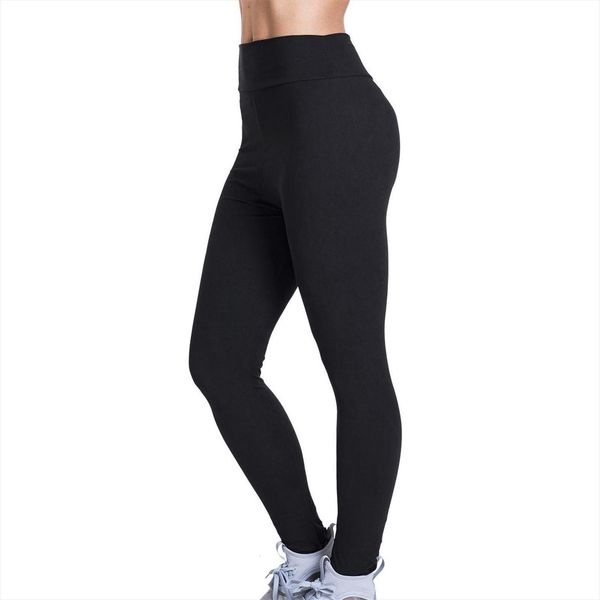 

high waist solid color womens legging stretch strethcy fitness full length workout pant spodnie damskie p2, Black