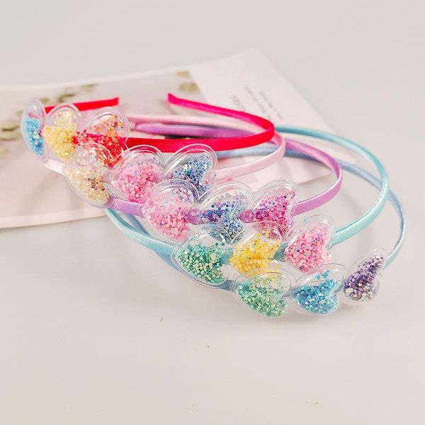 

hair accessories 1pc baby heart hairbands transparent sequin hoops girls glitter headbands lovely fashion korean headware, Slivery;white