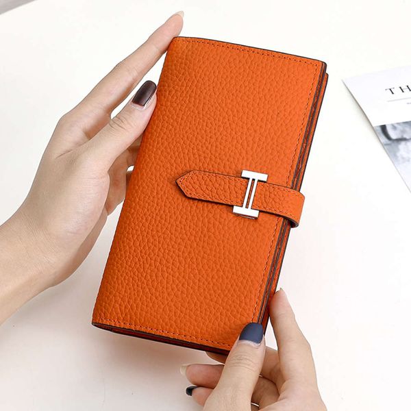 

2022 leather girls' wallet fashion long h pure, Red;black