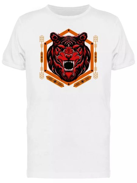 

asian tiger head icon men's tee -image by shutterstock, White;black