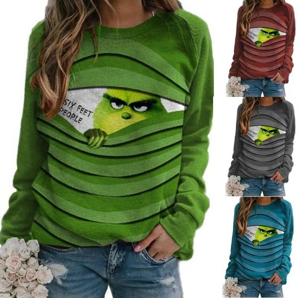 

autumn and winter 2020 new women's funny printing holiday casual sweater, Black