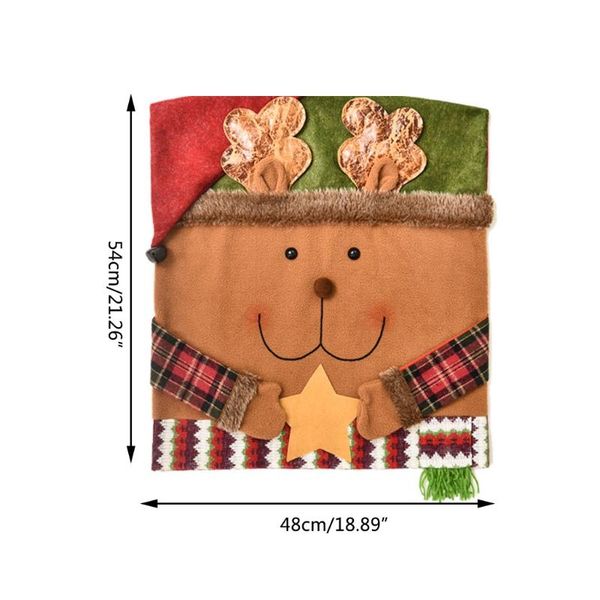 

chair covers christmas back cover cute cartoon santa claus snowman reindeer seat slipcover xmas kitchen dining room decor