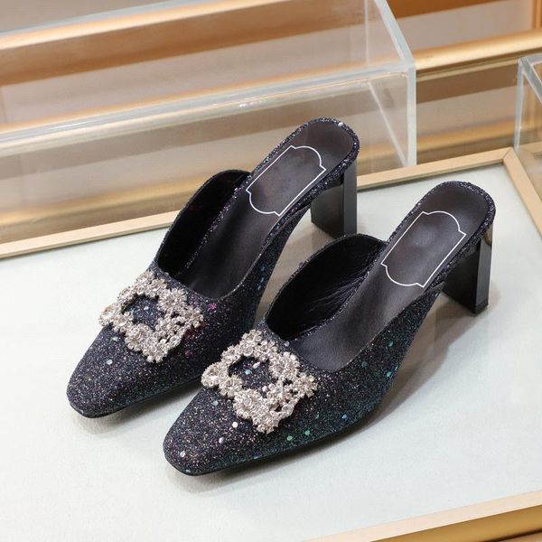 

dress shoes r luxury spring and summer women's 7.5cm high heels slippers correct, Black