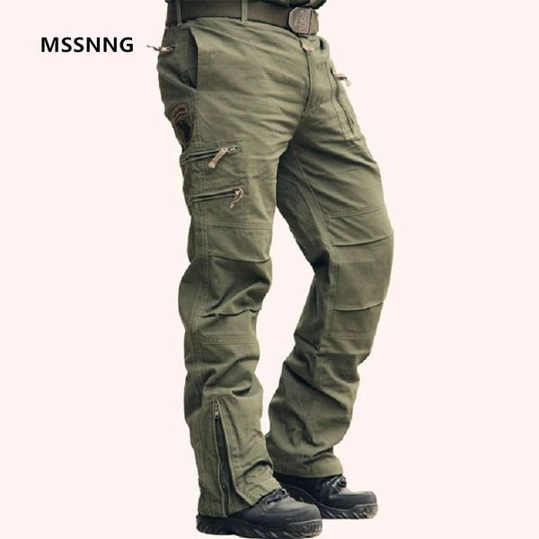 

men's pants 2021 spring and autumn outdoor casual tactical overalls large size loose trousers camouflage military cotton multi-p, Black