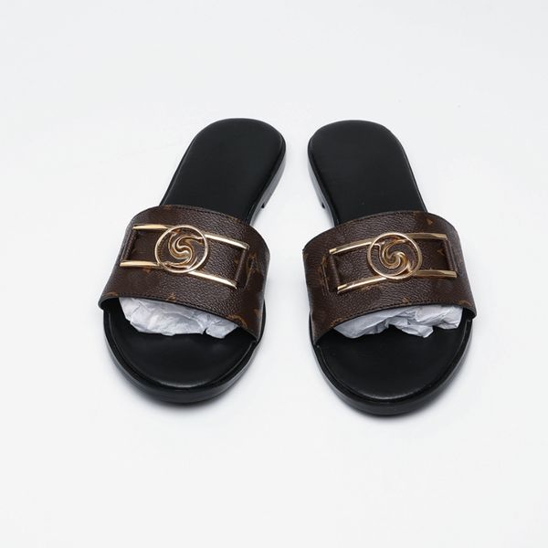 

women gingham fashion love sandals sandal with gold metal decoration black brown and white beach slides