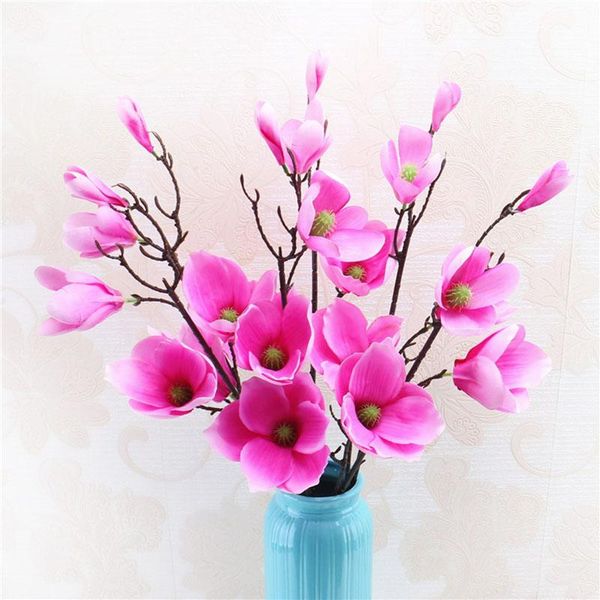 

decorative flowers & wreaths 3pcs /lot simulation magnolia flower faux wedding home window decoration fake display silk bouquet