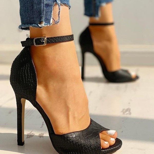 

womens pumps fashion 2021 summer exquisite open toe ladies shoes female increased stiletto super high heel sandals, Black