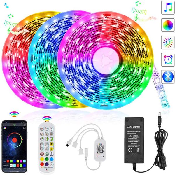 

strips 16millions colors bluetooth rgb led strip 5m-20m flexible ribbon light smart phone app control music sync ir remote