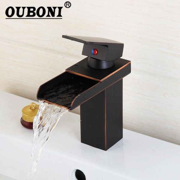 

bathroom sink faucets ouboni orb faucet waterfall spout basin mixer countertap single handle1