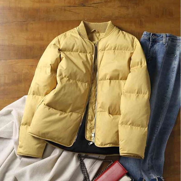 

new thicker, warmer, odorless stand collar baseball jacket female down jacket winter, Black