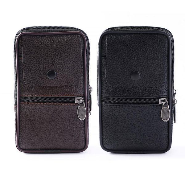 

outdoor fashion vertical pu leather men waist pack portable zip coin purse phone bag fanny pack pocket mini belt waist bags