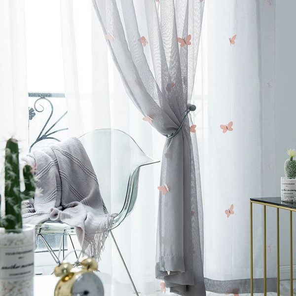 

curtain & drapes princess sheer curtains for living room white gray tulle with butterflies voile girls bedroom window treatment decor