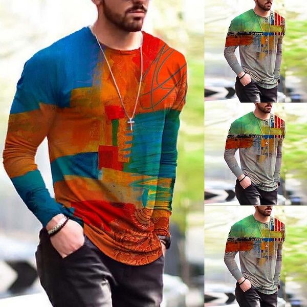 

men's t-shirts long sleeve t-shirt mens clothing fashion 3d print 2021 summer casual pullovers men tees shirt plus size m-3xl, White;black